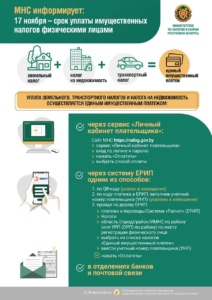 Подробнее о статье МНС напоминает об уплате имущественных налогов не позднее 17 ноября